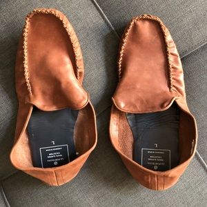 La Portegna Brown Leather Travel Slippers
